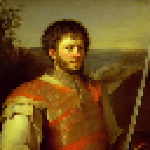 Gladiator, portrait, holding sword