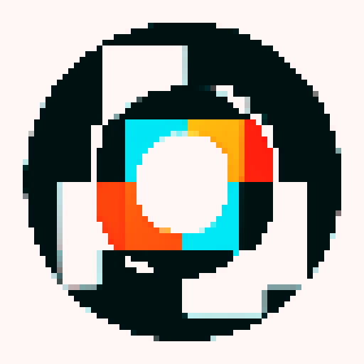 pixel art circle, black outline, simple two color shading on the circle