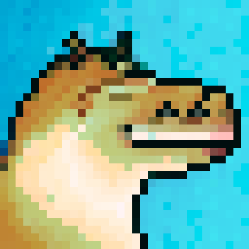 A hippo wearing fancy glasses with a black suit, rendered in 32x32 pixel portrait. 
