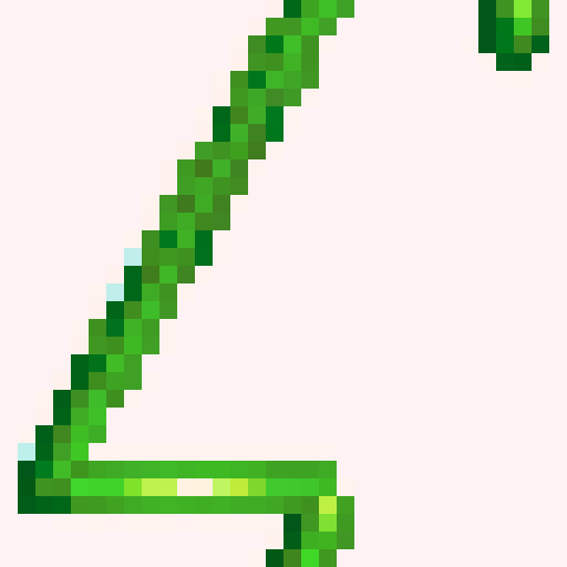 An usual lighting made of two green arrows and one line that connects them.