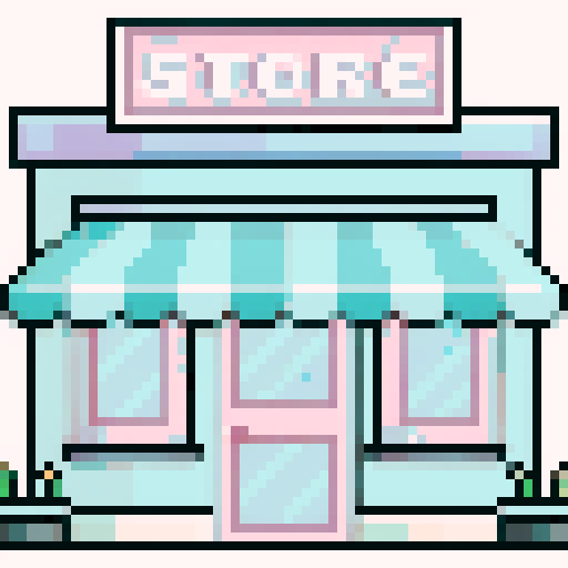 a 8bit game style energy bar shop with playful and joyful vibes