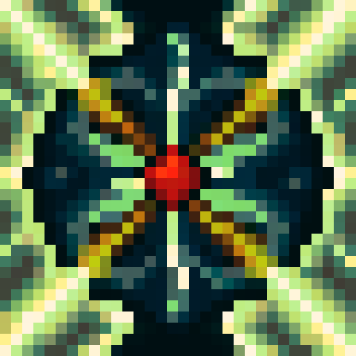 the word Flatty with a bold black outline, skillfully designed in a 32x32 pixel art game icon style, showcasing vibrant sRGB colors