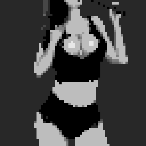 lustful succubus, skin tight lace, deep v-neck crop top, demonic scythe, pixel art, sRGB