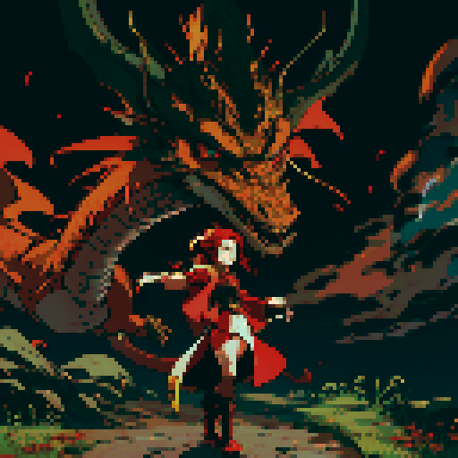 red dragon, pile of gold coins, full-body image of dragon