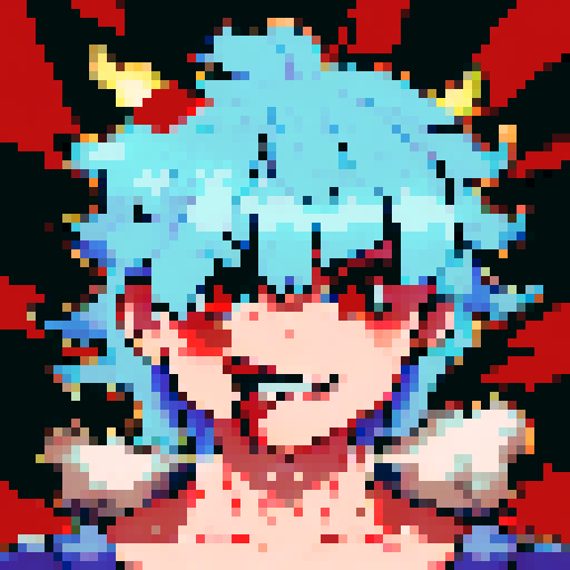 strong, busty, pixelated tavernkeeper woman portrait with non-vibrant colors, emphasized facial features