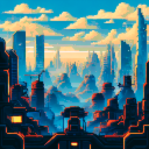 Futuristic city, dark muted colors