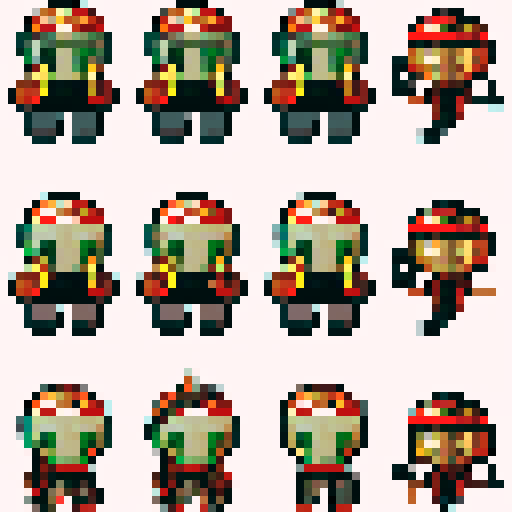 greek hoplite, corinthian helmet, copper armor, long spear, pixel art, sRGB