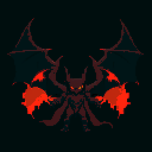 A dark and shadowy demon with smoky tendrils, large bat-like wings, and glowing red eyes. Its body is partially obscured by shadows and it has an eerie, commanding presence. No background.
