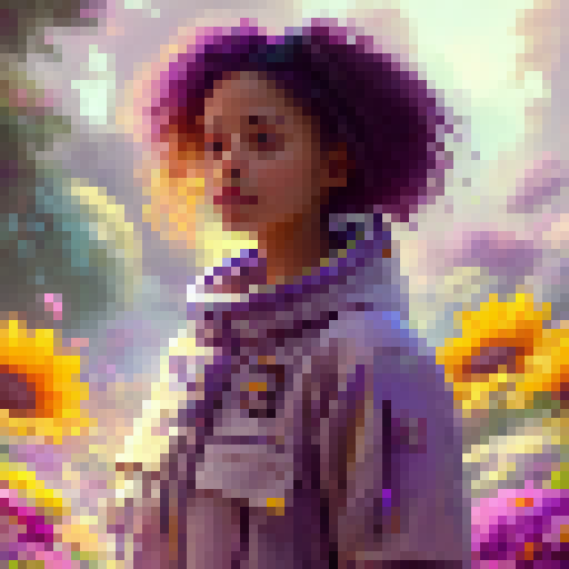 "Colorful, whimsical, and cartoonish, my cute wife creates a joyful scene as she paints a garden filled with vibrant flowers and playful animals, her brush strokes full of energy and life."