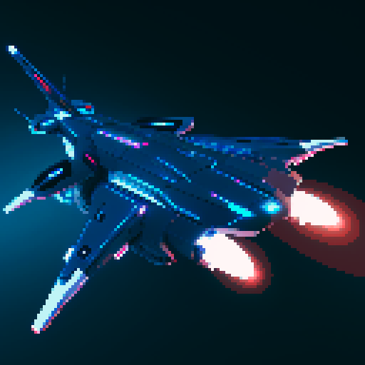 futuristic spaceship, topview, sleek and streamlined, hovering mid-air, sRGB aesthetic, dark blue colors