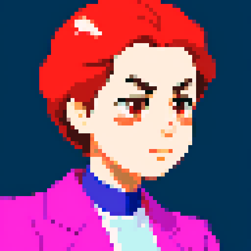 minister of foreign affairs, front view, pixel art, detailed facial features, clean lines, vibrant colors, small dot shading, retro aesthetic, bust, man