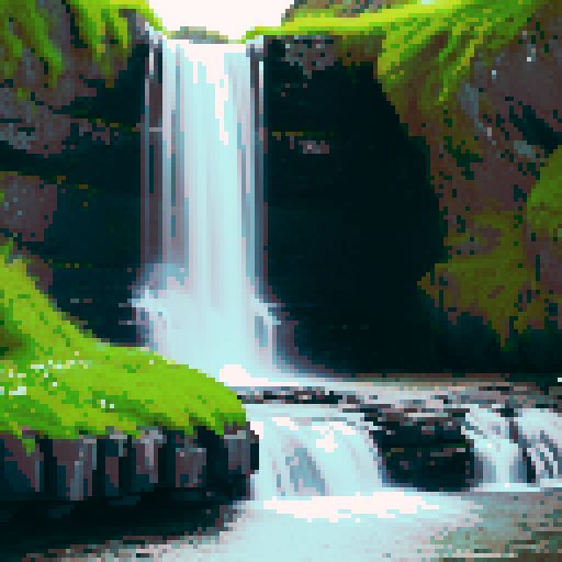 A simple waterfall on an island in Scotland in black and white