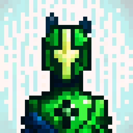 green armour, game icon style, 32x32 pixel art, sRGB, skill art, close up, portrait