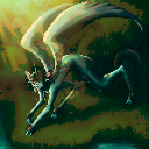 mystic druid wild woman unicorn faun hybrid bathed in moonlight, with a playful demeanor, cloven hooves, showcasing its full body in pixel art style with vibrant sRGB colors