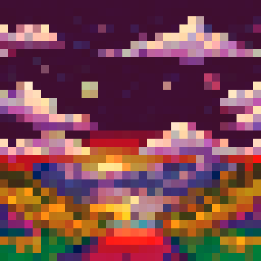 Starry night sky, dark colors, glowing stars,  sRGB, pixel art, background, landscape