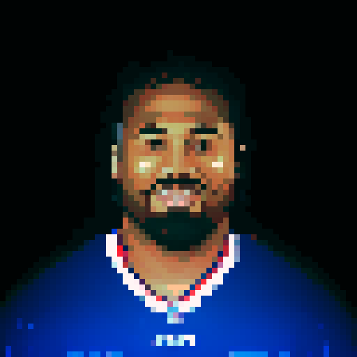 nfl football player, profile view, forward-facing, wearing jersey, no helmet, game icon style, 32x32 pixel art, sRGB, skillful expression, close-up portrait