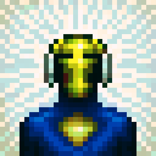 helmet, game icon, 32x32 pixel art, sRGB, skill art, close up, portrait, metallic shine, intricate details, vibrant colors, dynamic lighting