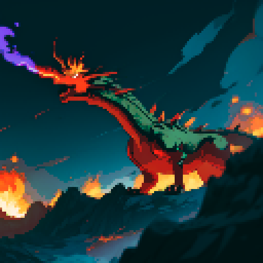 dragon breathing fire, fire breath, flames