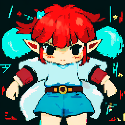red hair top-down teenage female adventurer short-shorts acrobat medieval fantasy zelda-like