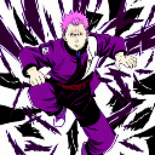 Gojo from Jujutsu kaisen, purple colors, shonen energy flowing