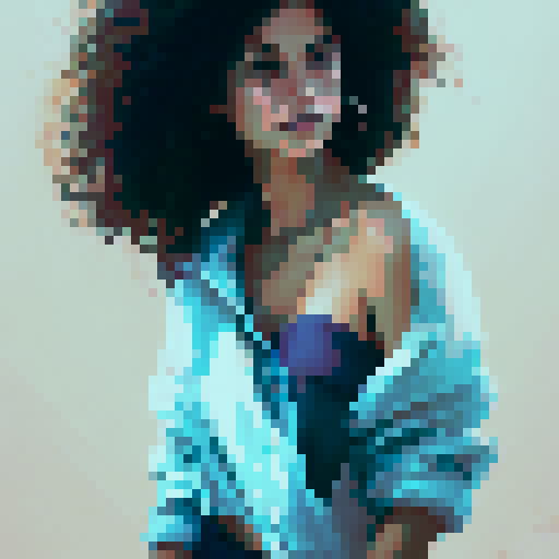 beautiful Latina young woman, bobcut, strapless shirt, jeans, high heels, beach, smile