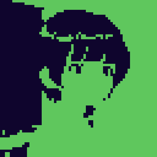 simple anime girl, short hair, pixel art, old computer screen style, sRGB