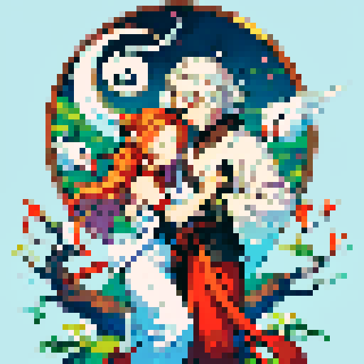 Create images with twinflames incorporated in the painting of yin and yang in middle and maybe gaia tree forming twinflames having their arms around yin and yang symbol?