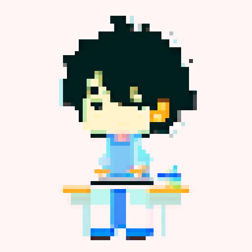 draw this person at a wooden desk typing on a type writer with the coffee in his right hand kept on the desk