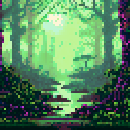swamp floor tiles, murky and treacherous, eerie mist swirling, twisted trees looming, moonlight casting eerie shadows, dark fantasy landscape, pixel art sRGB