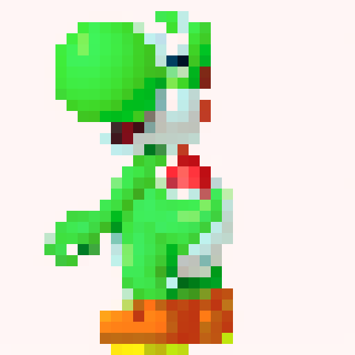 Yoshi, game icon, 32x32 pixel art, skill art, close up, vibrant colors, adorable expression, detailed shading, smooth lines, dynamic pose, animated features, lively eyes