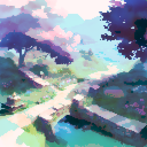 circular frame containing a beautiful landscape in watercolor style