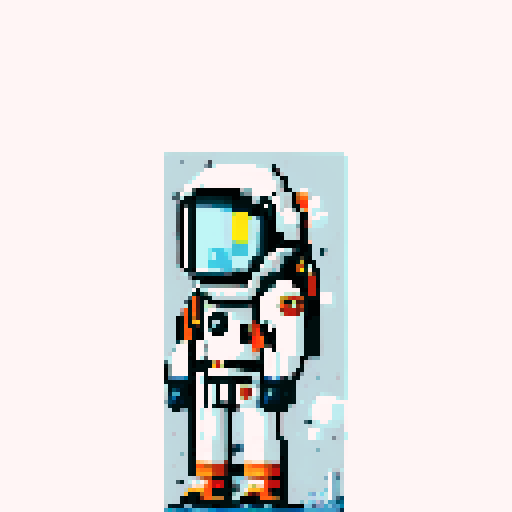 spaceman in a black spacesuit with orange accents