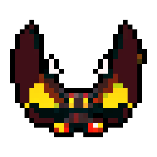 larger, menacing demonic creature with bigger horns, sharp claws, and bat-like wings, dark red skin covered in glowing runes, pixel art, sRGB