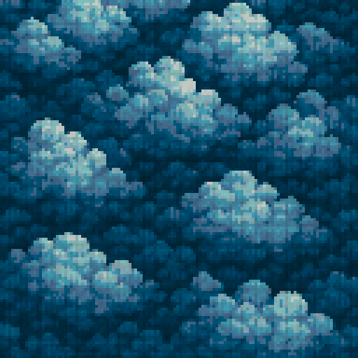 pixel art top down clouds, heavy clouds coverage