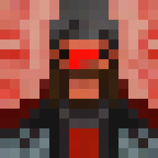 red and black clothes man with long hair and a bloody cloak