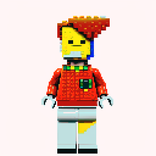 lego pixel, vibrant colors, blocky shapes, small plastic bricks, isometric perspective, retro video game, low resolution, 8-bit graphics, sharp edges, square grid, limited color palette, nostalgic feel, brick-built characters, iconic lego logo, digital recreation, detailed textures, crisp lines, simplified forms, nostalgic gaming vibes