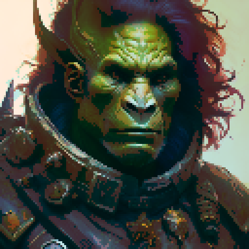 Orc warrior, medieval, fierce, angry chieftain, battle-ready, muscular, wielding a massive axe, adorned with intimidating tribal tattoos, standing amidst a smoky battlefield, surrounded by fallen enemies, in a fantasy RPG art style