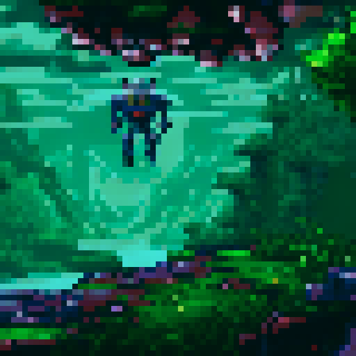 gray tank, robot head on barrel, top down, sRGB, pixel art, background, landscape