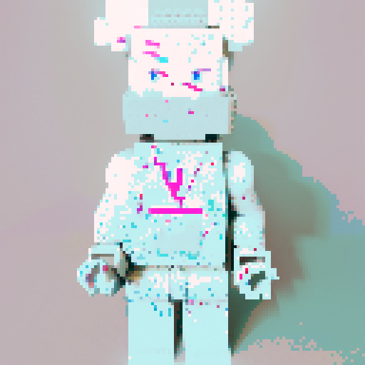 pixelated lego figures, vibrant colors, blocky shapes, retro video game aesthetic, 8-bit style, isometric perspective, sharp edges, square bricks, pixelated shadows, low resolution, limited color palette, nostalgic vibes, symmetrical compositions, small details