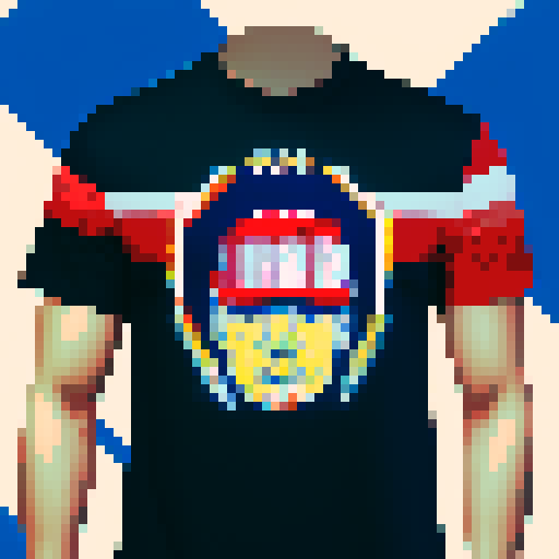 donald trump, tye dye shirt, 2024 hat, american flag, pixel art, retro vibes, detailed shading, sRGB