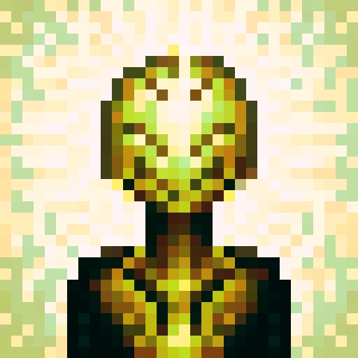 gold color, game icon, 32x32 pixel art, sRGB, skill art, close up, portrait, shining, intricate details, metallic texture, embossed patterns, glowing accents, futuristic design