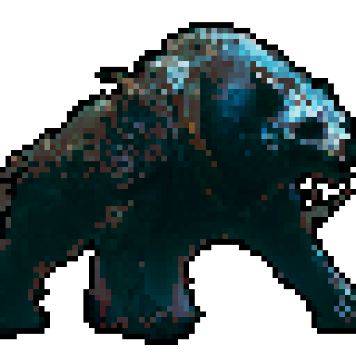 Bloody, undead skeleton bear with a missing jaw, prowling through a fantasy RPG world