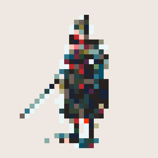 historically accurate muromachi samurai in traditional armor, roguelike rpg full-body sprite