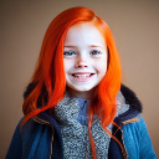 cute young girl with red-orange hair and a big smile