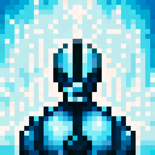 super galaxy cyborg armour, game icon, 32x32 pixel art, sRGB, skill art, close up, portrait, vibrant colors, metallic sheen, glowing circuits, intricate detailing, futuristic design