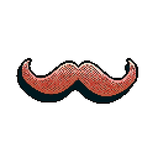 half of a giant copper mustache on a solid color background