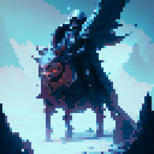 Death, a frost-covered knight with bones protruding from his armor, wielding a chilling scythe, surrounded by swirling souls amidst a winter landscape, adorned with a horn