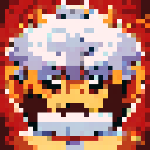 A pixel art portrait of a bull with a neutral expression, featuring a minimalist design with light skin tone, and brown eyes. Set against a solid orange background. The style is reminiscent of early video game characters, with a square aspect ratio.
