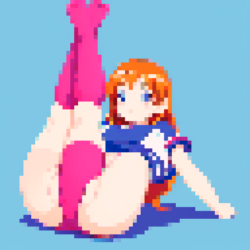 Anime girl awkwardly stretches her legs in stockings towards the user, closeup feet