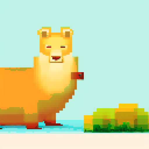 capybara with a happy expression, bright pixel art, solid white background